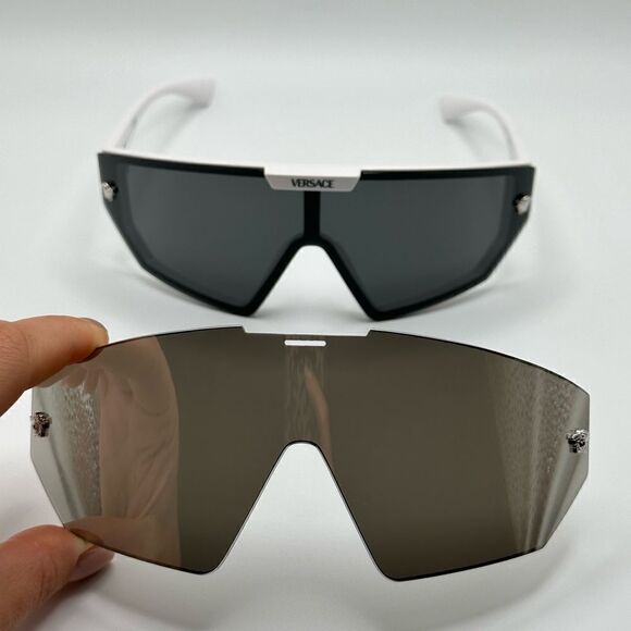 BRAND NEW VERSACE VE4461 White Dark Grey with clip on Mirrored Grey Extra Lens main image 13